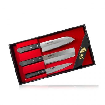 Набор из 3-х кухонных ножей Fuji Cutlery Tojuro (универсальный, сантоку и овощной), рукоять термопластик TJ-GI