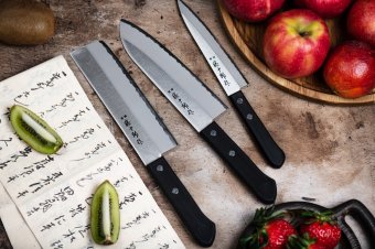Набор из 3-х кухонных ножей Fuji Cutlery Tojuro (универсальный, сантоку и овощной), рукоять термопластик TJ-GI