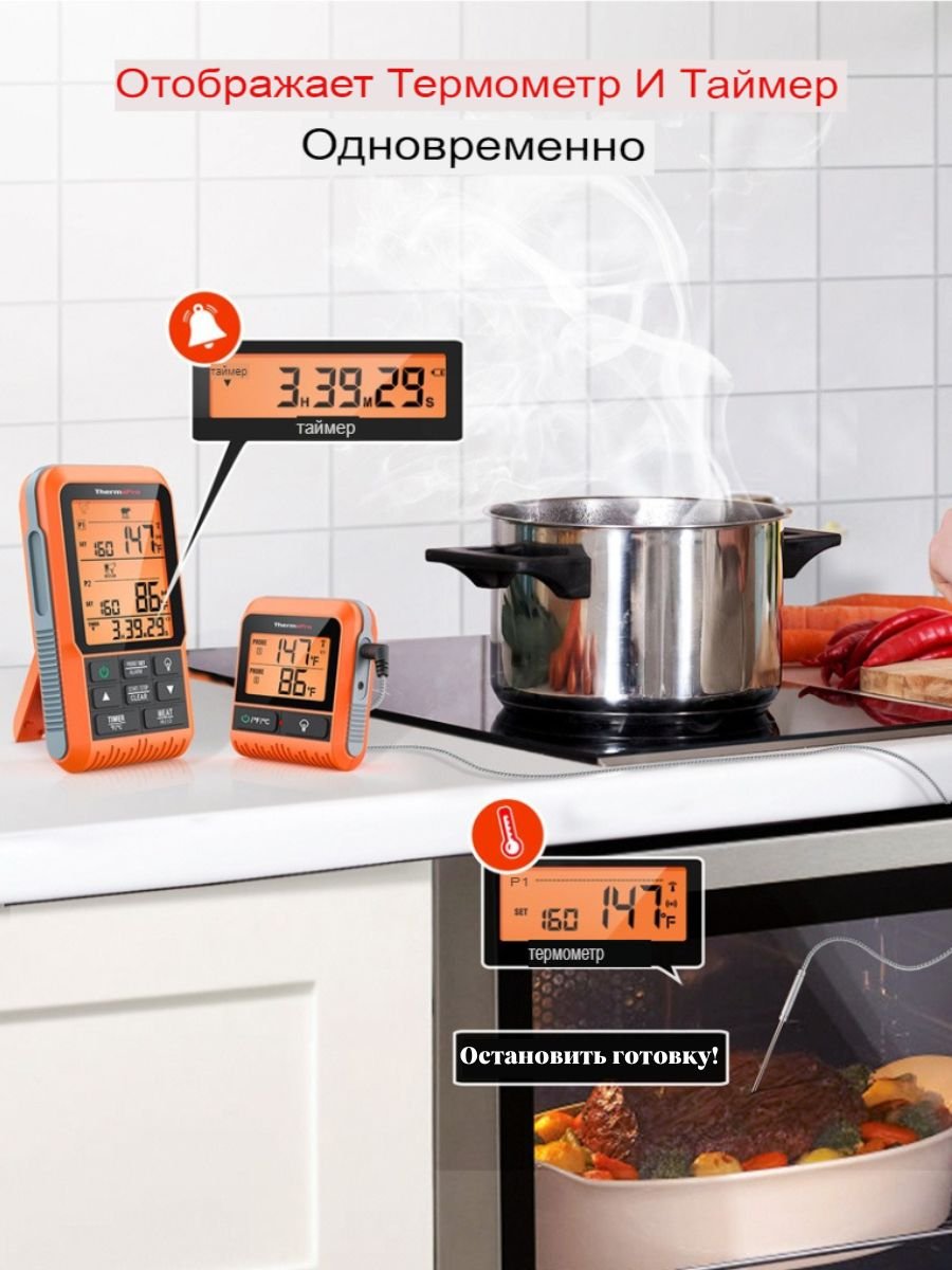 Цифровой термометр для духовки, барбеккю, гриля Thermopro, TP826