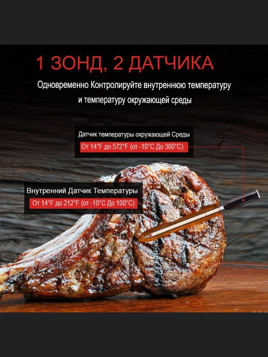 Цифровой кухонный термометр с щупом, беспроводной Thermopro, TP970