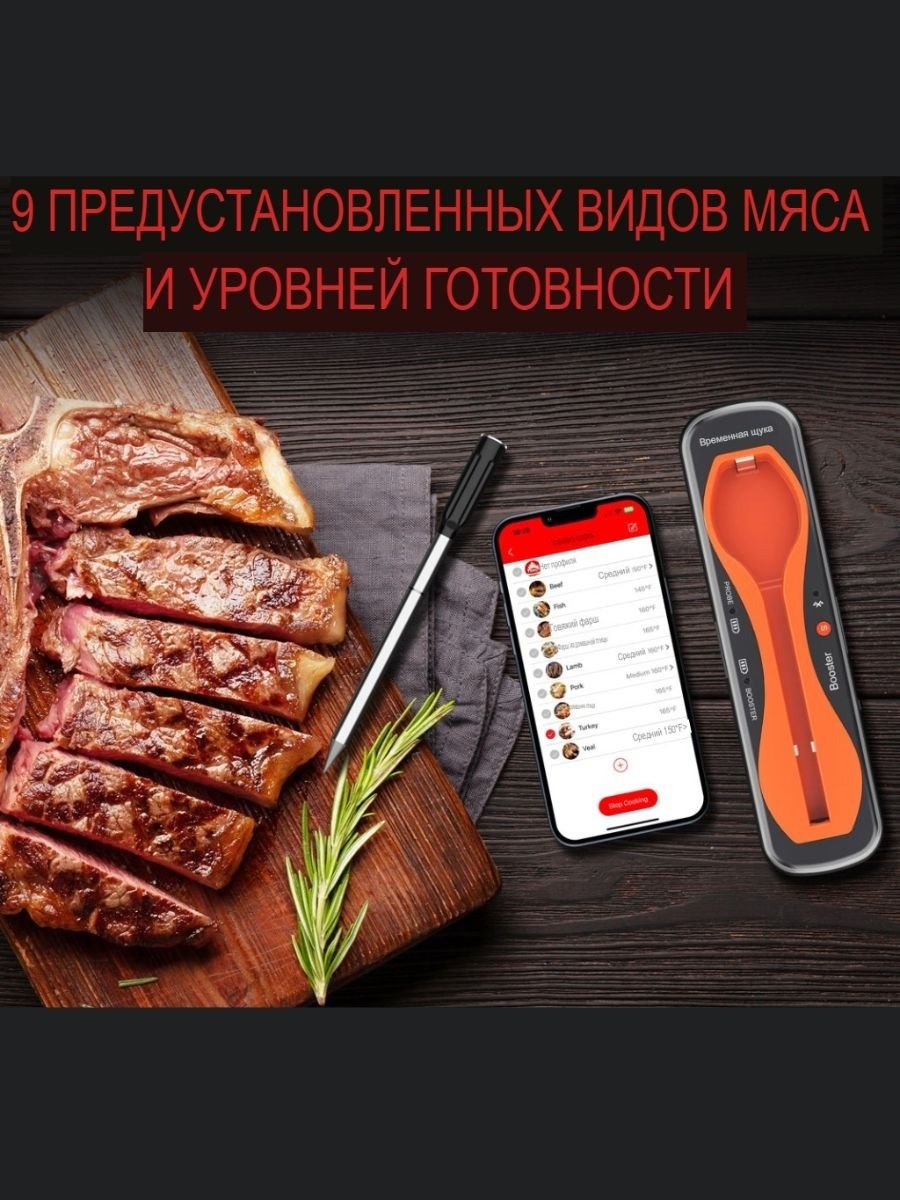 Цифровой кухонный термометр с щупом, беспроводной Thermopro, TP970
