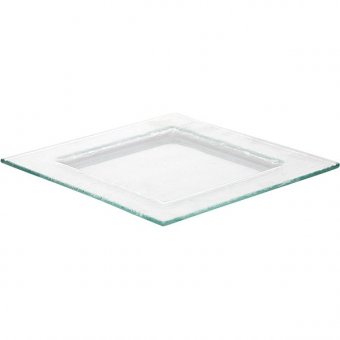 Тарелка квадратная "Бордер" 25х25 см прозрачная, BDK-GLASS 3011548