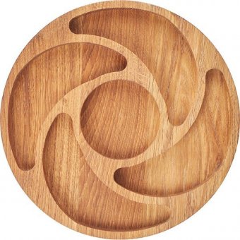 Менажница круглая 5 секций PPwood дуб D=30 см, 3023853