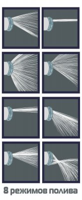 Набор для полива (пистолет распылитель, 8 режимов + 2 коннектора 3\4 + штуцер) ULMI