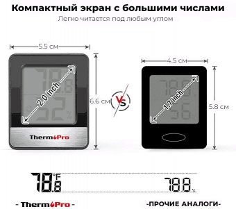 Цифровой термогигрометр ThermoPro TP49, черный