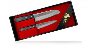 Набор из 2-х кухонных ножей Fuji Cutlery Tojuro (универсальный и сантоку), рукоять термопластик TJ-GIFTSET-A