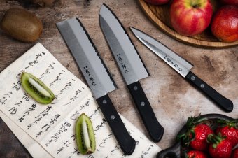 Набор из 3-х кухонных ножей Fuji Cutlery Tojuro (универсальный, сантоку и овощной), рукоять термопластик TJ-GI