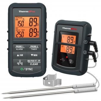 Цифровой кухонный термометр с двумя щупами ThermoPro TP-08C, серый