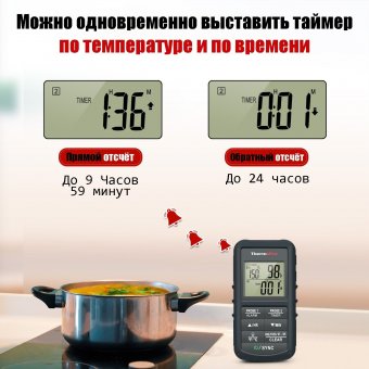 Цифровой кухонный термометр с двумя щупами ThermoPro TP-08C, серый