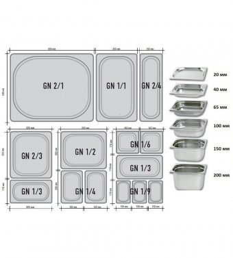 Гастроемкость с крышкой (1/2) H=200 мм L=325 мм. B=265 мм, ProHotel 