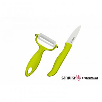 Набор из овощного ножа и овощечистки ECO CERAMIC, SAMURA SKC-011GR