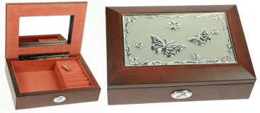 Шкатулка музыкальная ювелирная MORETTO Бабочки, 18x13x5 см 139557