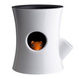 Горшок для цветов d=12.5 см самополивающийся Log&Squirrel, Qualy QL10075-WH-BK
