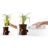 Горшок для цветов d=12.5 см самополивающийся Log&Squirrel, Qualy QL10075-WH-BK