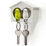 Держатель+брелок для ключей двойной Sparrow, Qualy QL10124-WH-WH-GN