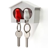 Держатель+брелок для ключей двойной Sparrow, Qualy QL10124-WH-WH-RD