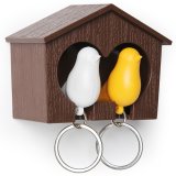 Держатель+брелок для ключей двойной Sparrow, Qualy QL10124-BN-YW